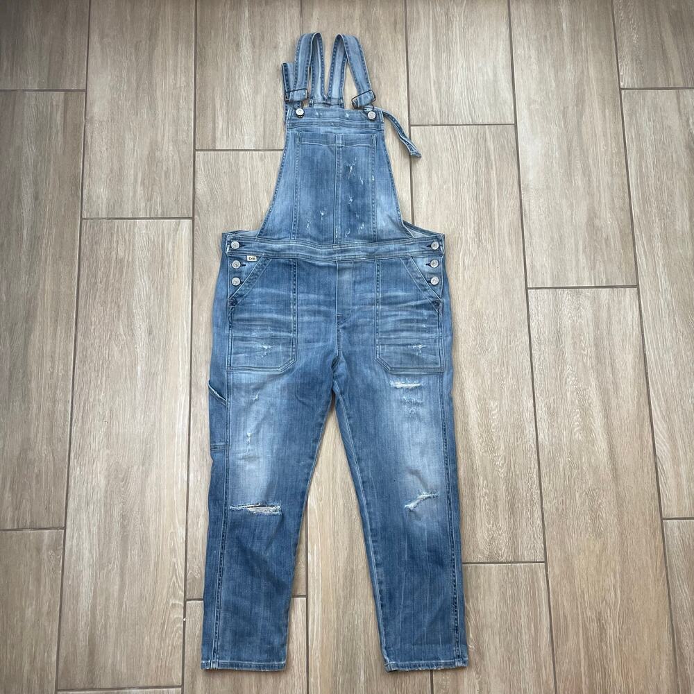 Citizens of Humanity Audrey Slouchy Slim Overalls Women M Distressed Cropped USA